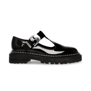 Steve Madden Suzey Womens Patent T-Strap Mary Janes - Black - US 9 minor flaw